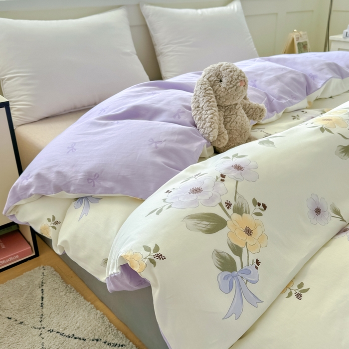 91家纺网 家纺一手货源 找家纺 红粉佳人家纺 2025春夏新款A类全棉纯棉12868纯棉单被套 迷雾花漾