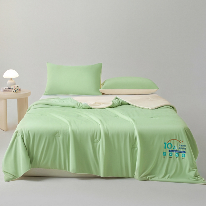 91家纺网 家纺一手货源 找家纺 宝士康家纺 2025春夏新款10A抗菌凉感丝夏被夏凉被空调被 绿豆冰冰
