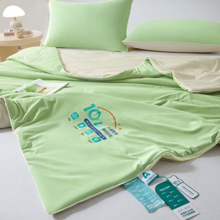 91家纺网 家纺一手货源 找家纺 宝士康家纺 2025春夏新款10A抗菌凉感丝夏被夏凉被空调被 绿豆冰冰