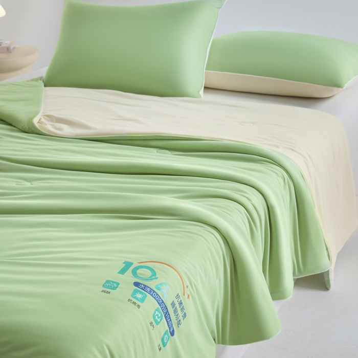 91家纺网 家纺一手货源 找家纺 宝士康家纺 2025春夏新款10A抗菌凉感丝夏被夏凉被空调被 绿豆冰冰