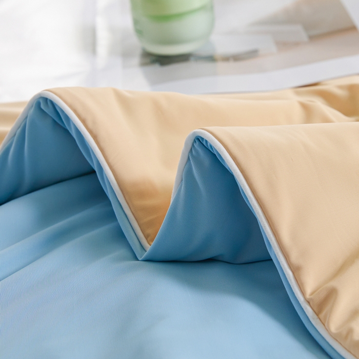 91家纺网 家纺一手货源 找家纺 宝士康家纺 2025春夏新款10A抗菌凉感丝夏被夏凉被空调被 暖橘蓝冰