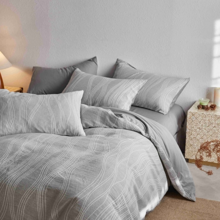 91家纺网 家纺一手货源 找家纺 2025新款全棉纯棉色织提花四件套（艾薇） 艾薇—慕斯灰