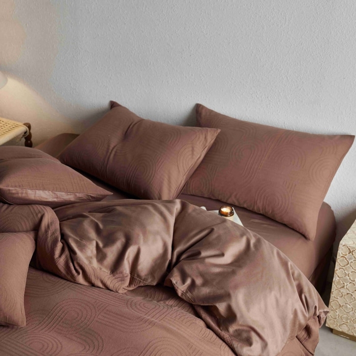 91家纺网 家纺一手货源 找家纺 2025新款全棉纯棉色织提花四件套（艾薇） 艾薇—焦糖棕