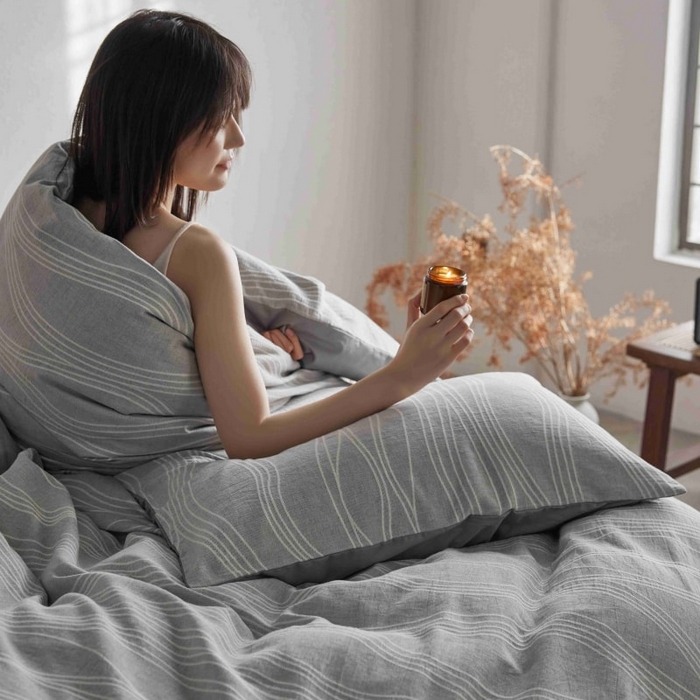 91家纺网 家纺一手货源 找家纺 2025新款全棉纯棉色织提花四件套（艾薇） 艾薇—慕斯灰