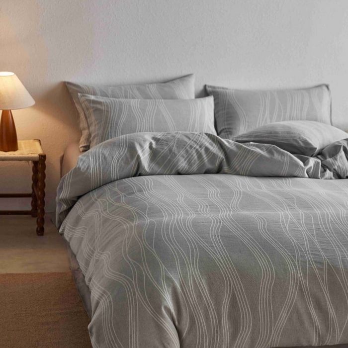 91家纺网 家纺一手货源 找家纺 2025新款全棉纯棉色织提花四件套（艾薇） 艾薇—慕斯灰