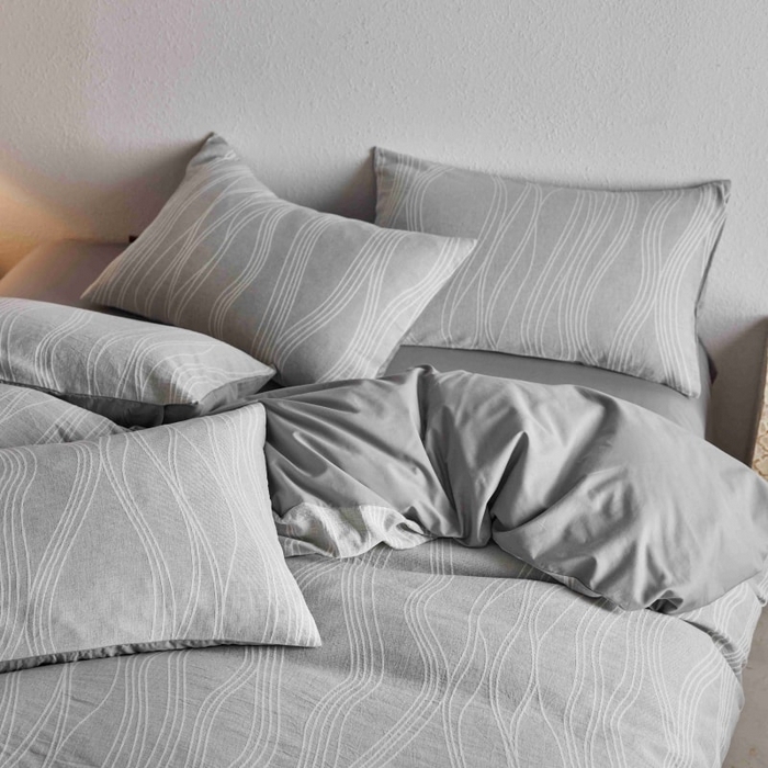 91家纺网 家纺一手货源 找家纺 2025新款全棉纯棉色织提花四件套（艾薇） 艾薇—慕斯灰