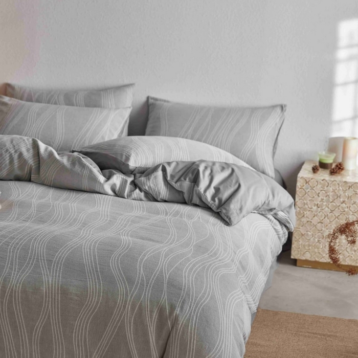 91家纺网 家纺一手货源 找家纺 2025新款全棉纯棉色织提花四件套（艾薇） 艾薇—慕斯灰