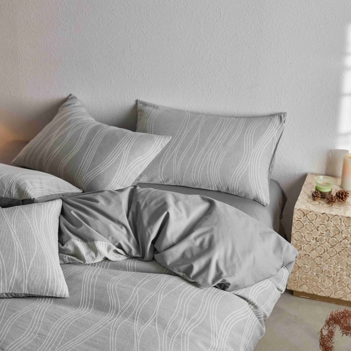 91家纺网 家纺一手货源 找家纺 2025新款全棉纯棉色织提花四件套（艾薇） 艾薇—慕斯灰