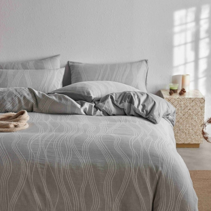 91家纺网 家纺一手货源 找家纺 2025新款全棉纯棉色织提花四件套（艾薇） 艾薇—慕斯灰