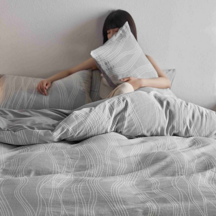 91家纺网 家纺一手货源 找家纺 2025新款全棉纯棉色织提花四件套（艾薇） 艾薇—慕斯灰