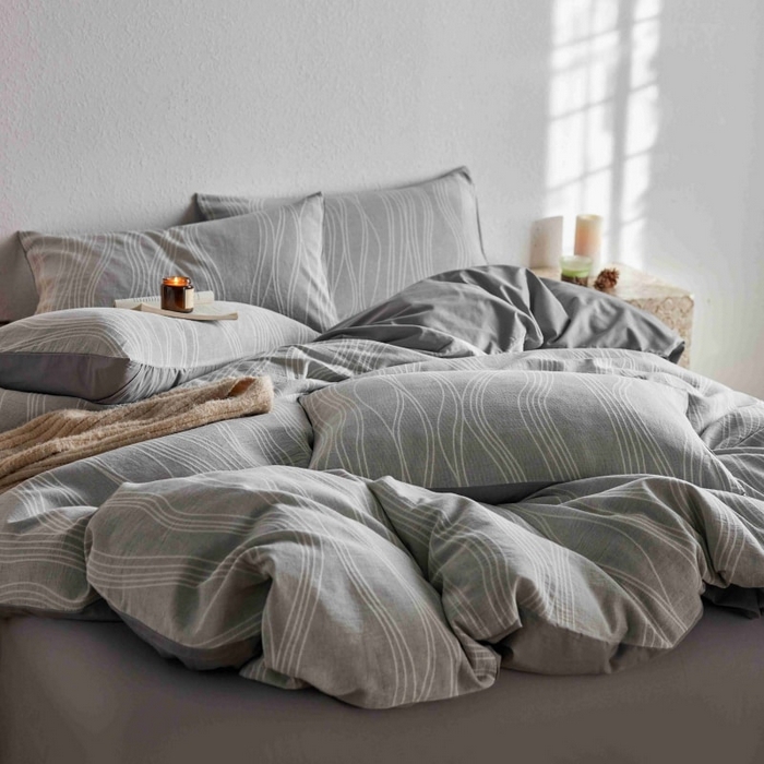 91家纺网 家纺一手货源 找家纺 2025新款全棉纯棉色织提花四件套（艾薇） 艾薇—慕斯灰