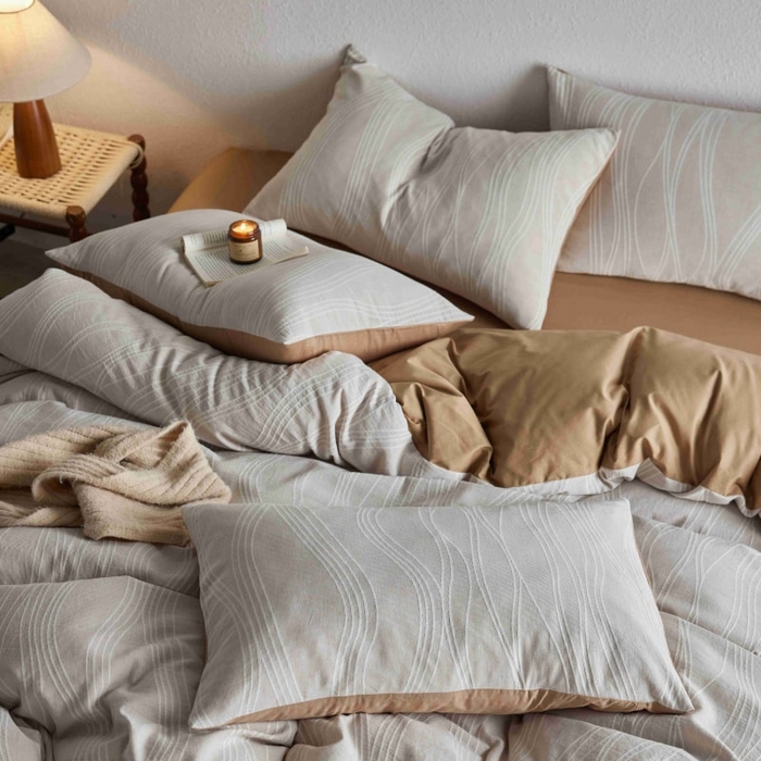 91家纺网 家纺一手货源 找家纺 2025新款全棉纯棉色织提花四件套（艾薇） 艾薇—慕斯卡