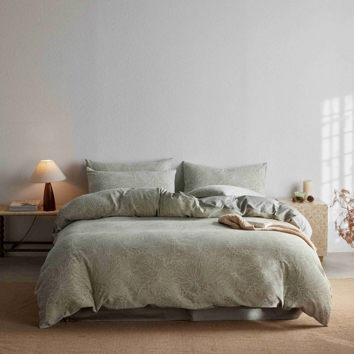 91家纺网 家纺一手货源 找家纺 2025新款全棉纯棉色织提花四件套（艾薇） 艾薇—亚特绿