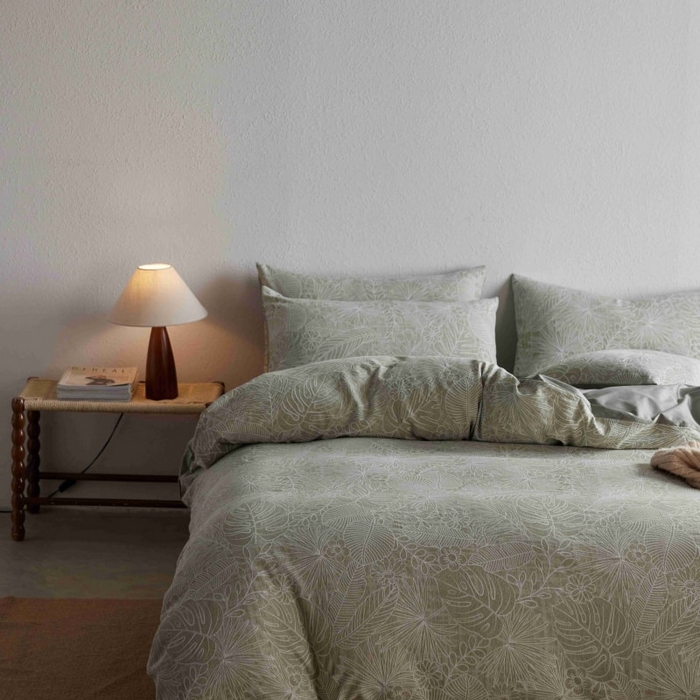 91家纺网 家纺一手货源 找家纺 2025新款全棉纯棉色织提花四件套（艾薇） 艾薇—亚特绿