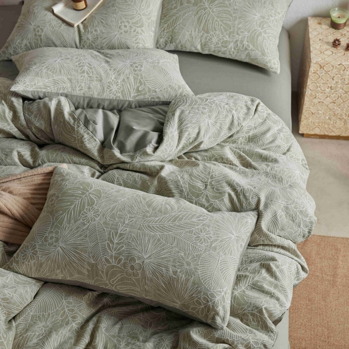 91家纺网 家纺一手货源 找家纺 2025新款全棉纯棉色织提花四件套（艾薇） 艾薇—亚特绿