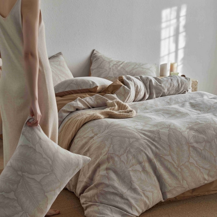 91家纺网 家纺一手货源 找家纺 2025新款全棉纯棉色织提花四件套（艾薇） 艾薇—月魄黄