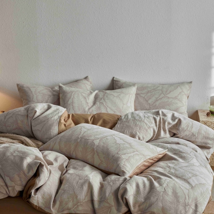 91家纺网 家纺一手货源 找家纺 2025新款全棉纯棉色织提花四件套（艾薇） 艾薇—月魄黄