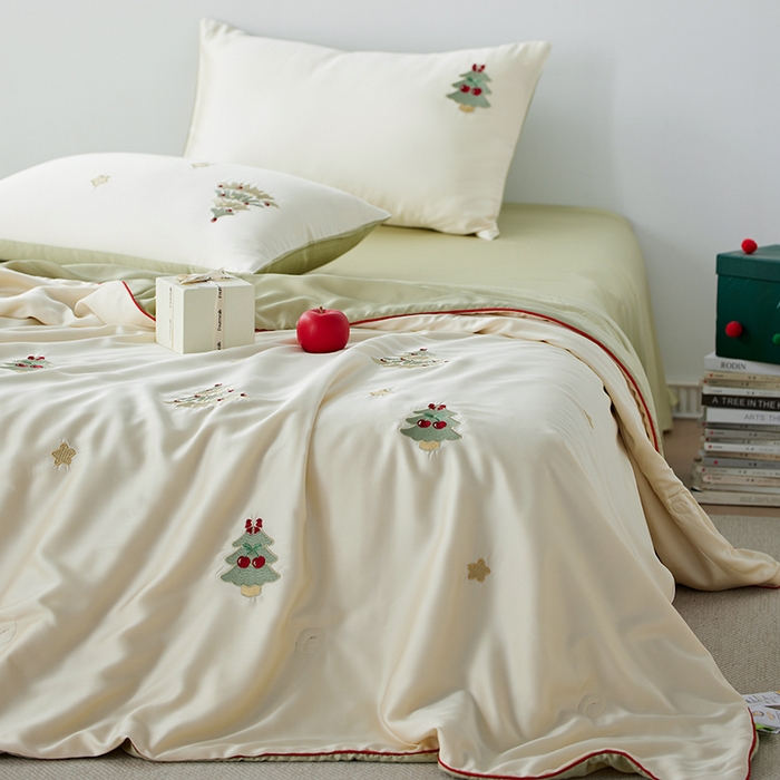 91家纺网 家纺一手货源 找家纺 安莱生活 2025新款50s莱赛尔天丝绣花夏被夏凉被空调被四件套（埋绳款夏被）-萌神系列 夏日礼物