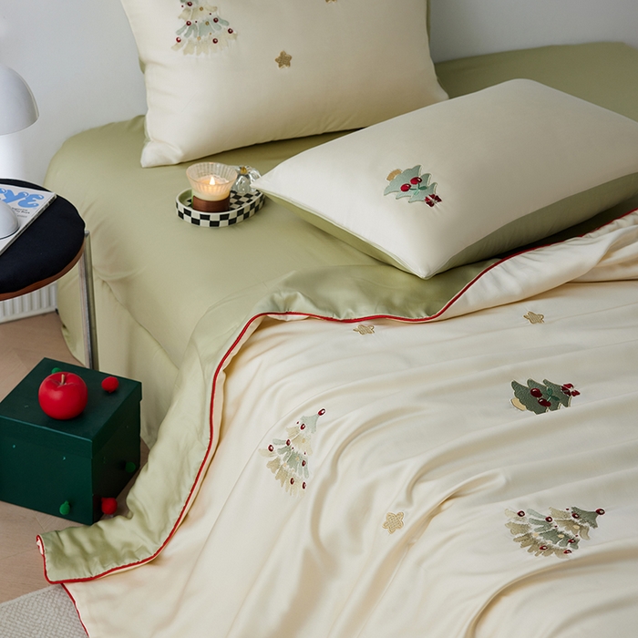 91家纺网 家纺一手货源 找家纺 安莱生活 2025新款50s莱赛尔天丝绣花夏被夏凉被空调被四件套（埋绳款夏被）-萌神系列 夏日礼物