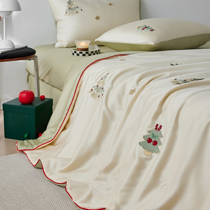 91家纺网 家纺一手货源 找家纺 安莱生活 2025新款50s莱赛尔天丝绣花夏被夏凉被空调被四件套（埋绳款夏被）-萌神系列 夏日礼物