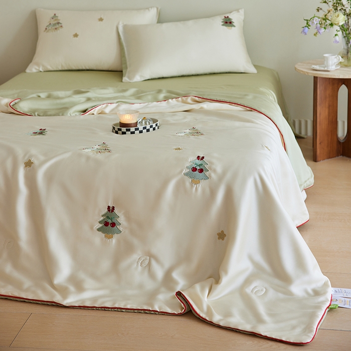 91家纺网 家纺一手货源 找家纺 安莱生活 2025新款50s莱赛尔天丝绣花夏被夏凉被空调被四件套（埋绳款夏被）-萌神系列 夏日礼物