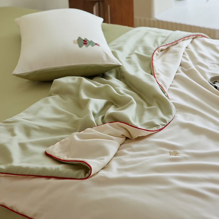 91家纺网 家纺一手货源 找家纺 安莱生活 2025新款50s莱赛尔天丝绣花夏被夏凉被空调被四件套（埋绳款夏被）-萌神系列 夏日礼物