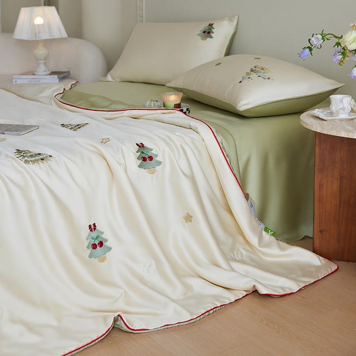 91家纺网 家纺一手货源 找家纺 安莱生活 2025新款50s莱赛尔天丝绣花夏被夏凉被空调被四件套（埋绳款夏被）-萌神系列 夏日礼物