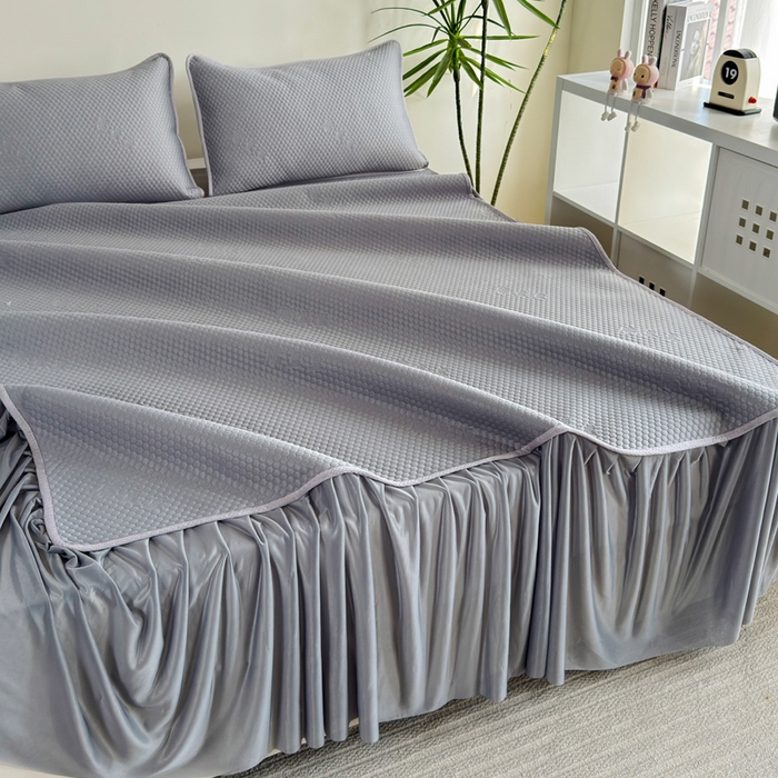 91家纺网 家纺一手货源 找家纺 柏薇 2025春夏新款5D席豆豆床裙款凉席席子 时尚-灰