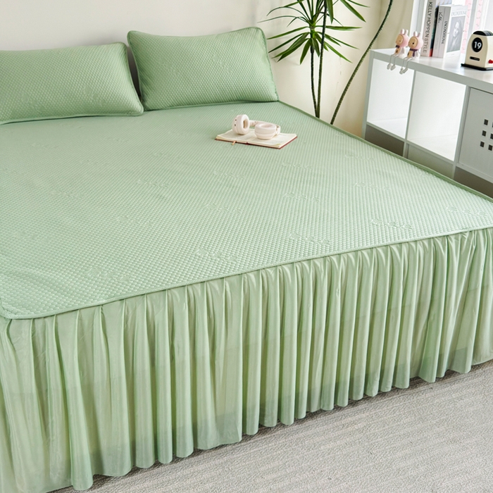 91家纺网 家纺一手货源 找家纺 柏薇 2025春夏新款5D席豆豆床裙款凉席席子 时尚-绿