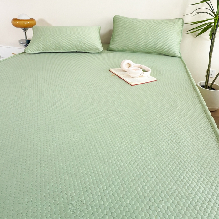 91家纺网 家纺一手货源 找家纺 柏薇 2025春夏新款5D席豆豆床裙款凉席席子 时尚-绿