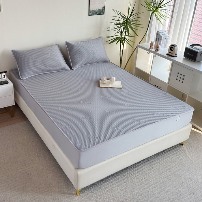 91家纺网 家纺一手货源 找家纺 柏薇 2025春夏新款5D席豆豆床笠款凉席席子 轻奢-灰