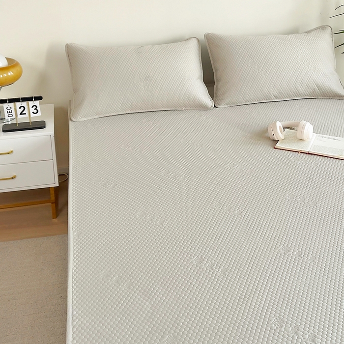 91家纺网 家纺一手货源 找家纺 柏薇 2025春夏新款5D席豆豆床笠款凉席席子 轻奢-银灰