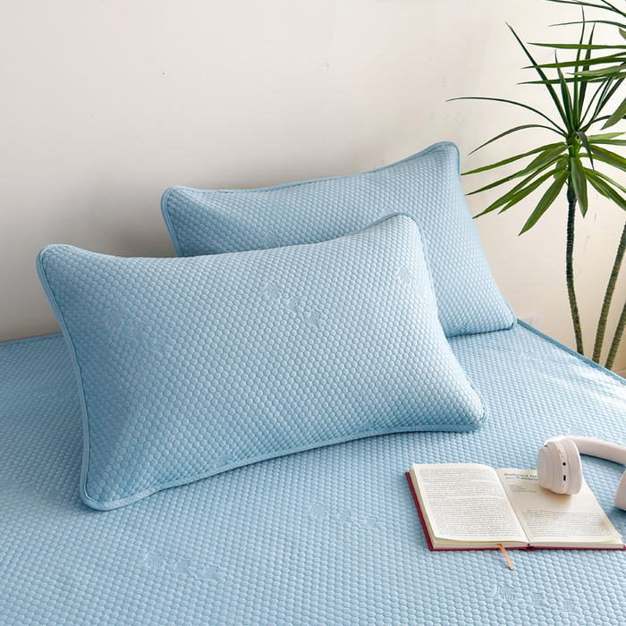 91家纺网 家纺一手货源 找家纺 柏薇 2025春夏新款5D席豆豆床笠款凉席席子 轻奢-蓝