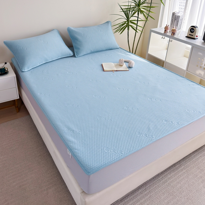 91家纺网 家纺一手货源 找家纺 柏薇 2025春夏新款5D席豆豆床笠款凉席席子 轻奢-蓝