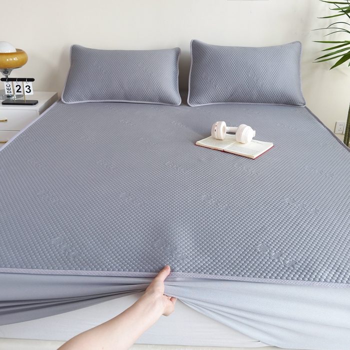 91家纺网 家纺一手货源 找家纺 柏薇 2025春夏新款5D席豆豆床笠款凉席席子 轻奢-灰