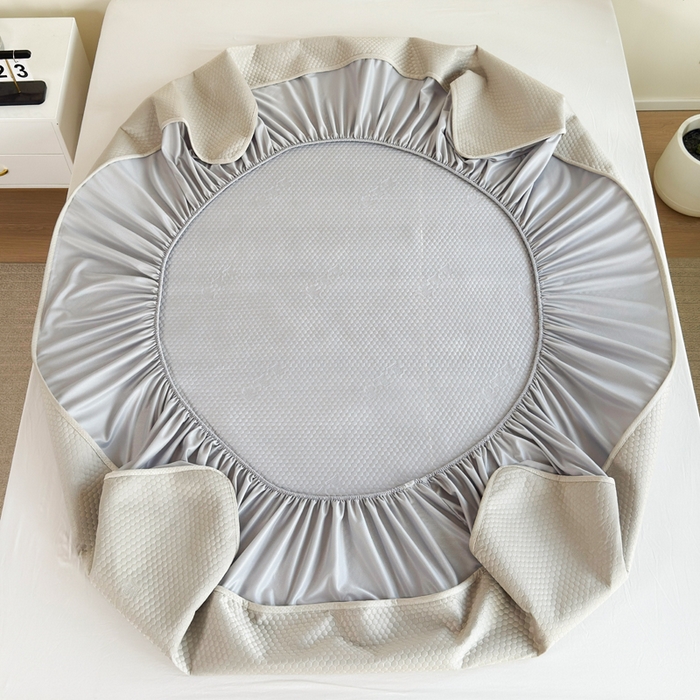 91家纺网 家纺一手货源 找家纺 柏薇 2025春夏新款5D席豆豆床笠款凉席席子 轻奢-银灰