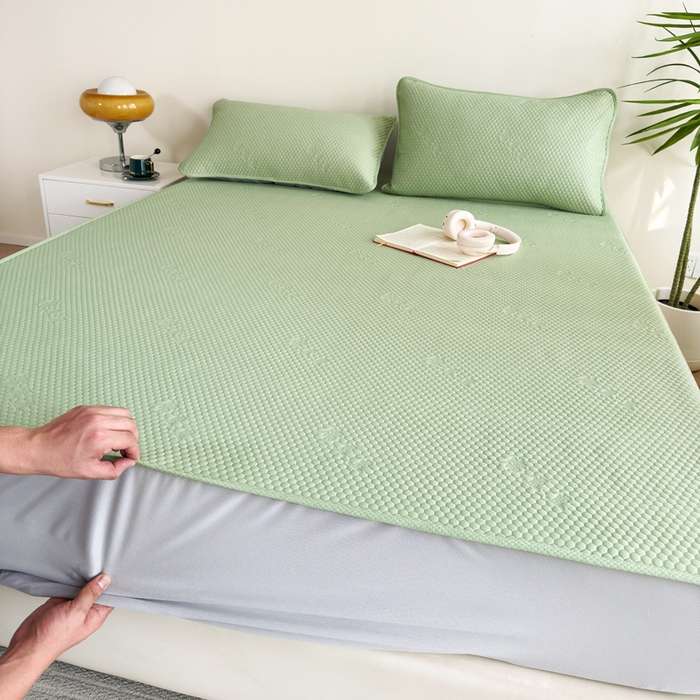 91家纺网 家纺一手货源 找家纺 柏薇 2025春夏新款5D席豆豆床笠款凉席席子 轻奢-绿