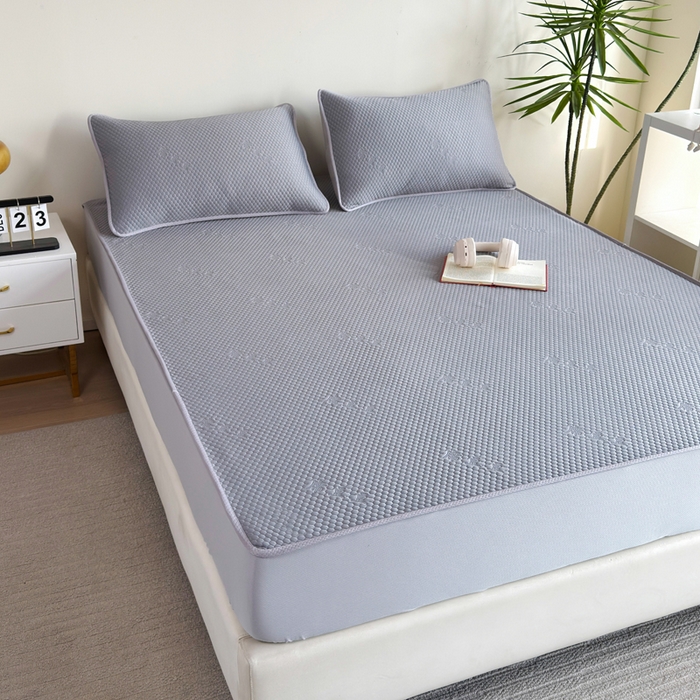 91家纺网 家纺一手货源 找家纺 柏薇 2025春夏新款5D席豆豆床笠款凉席席子 轻奢-灰