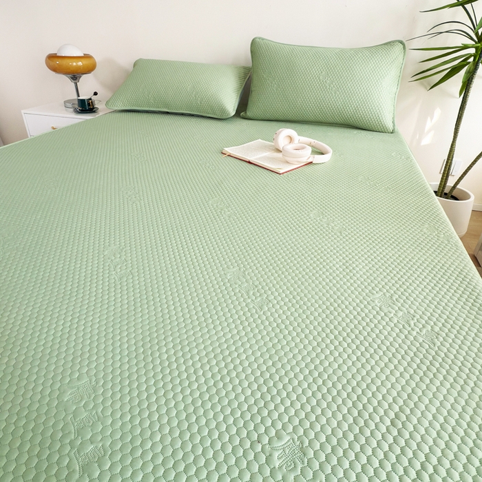 91家纺网 家纺一手货源 找家纺 柏薇 2025春夏新款5D席豆豆床笠款凉席席子 轻奢-绿