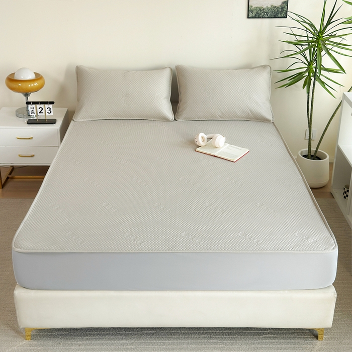 91家纺网 家纺一手货源 找家纺 柏薇 2025春夏新款5D席豆豆床笠款凉席席子 轻奢-银灰