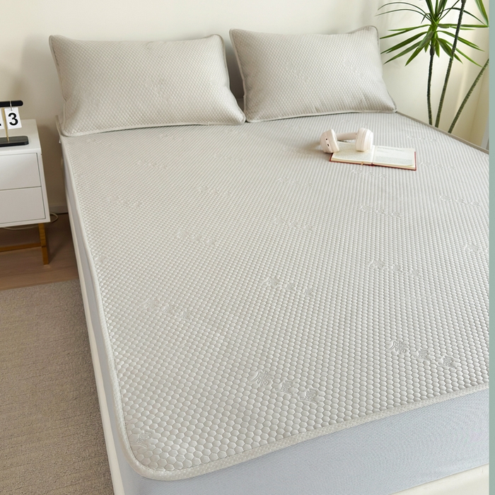 91家纺网 家纺一手货源 找家纺 柏薇 2025春夏新款5D席豆豆床笠款凉席席子 轻奢-银灰