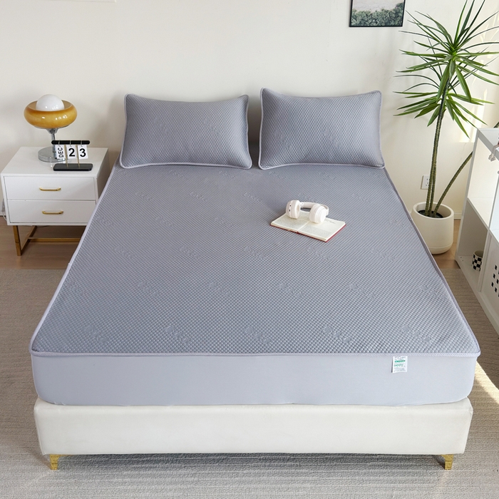 91家纺网 家纺一手货源 找家纺 柏薇 2025春夏新款5D席豆豆床笠款凉席席子 轻奢-灰