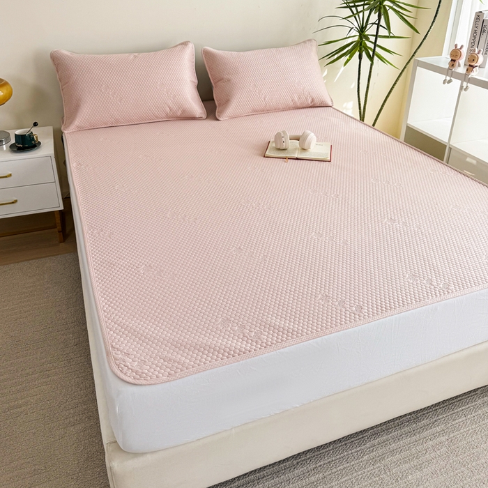 91家纺网 家纺一手货源 找家纺 柏薇 2025春夏新款5D席豆豆圆角床席款凉席席子 简约-粉