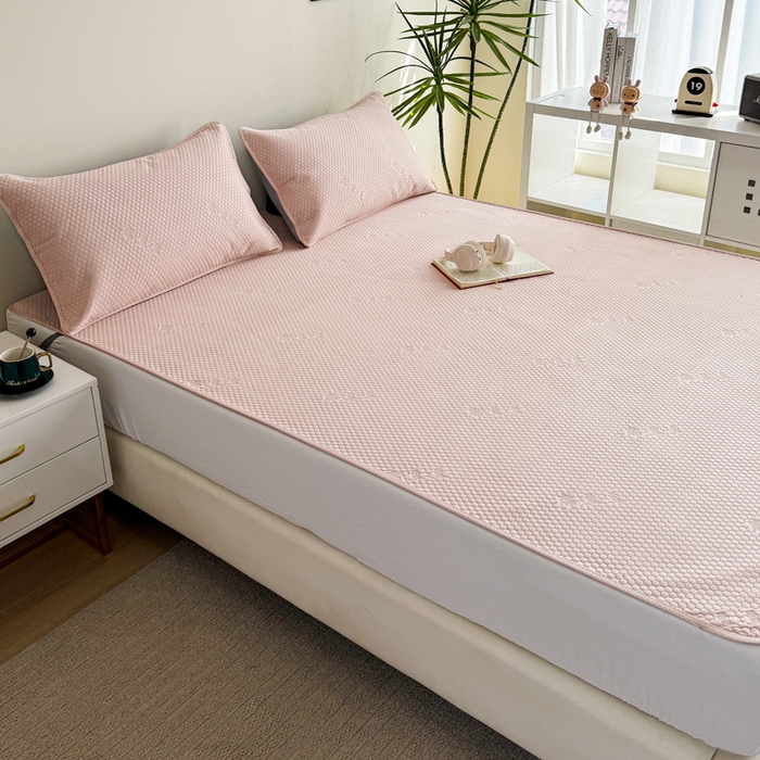 91家纺网 家纺一手货源 找家纺 柏薇 2025春夏新款5D席豆豆圆角床席款凉席席子 简约-粉