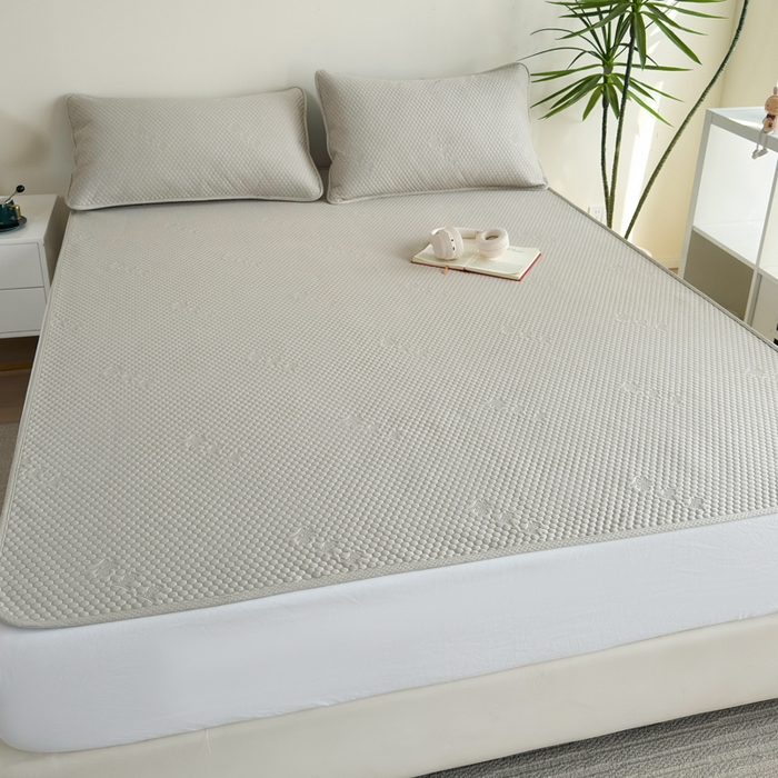 91家纺网 家纺一手货源 找家纺 柏薇 2025春夏新款5D席豆豆圆角床席款凉席席子 简约-银灰