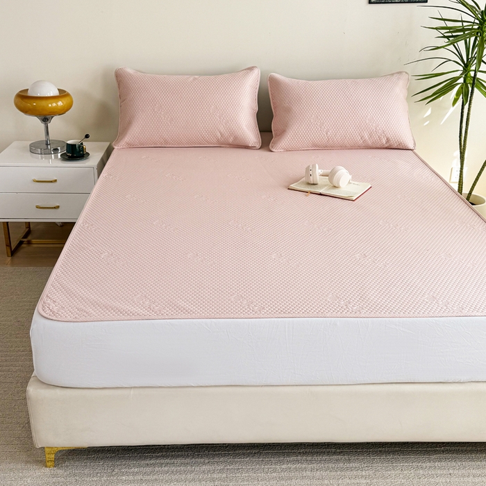 91家纺网 家纺一手货源 找家纺 柏薇 2025春夏新款5D席豆豆圆角床席款凉席席子 简约-粉