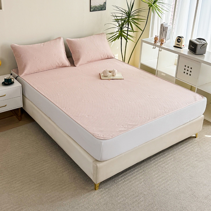 91家纺网 家纺一手货源 找家纺 柏薇 2025春夏新款5D席豆豆圆角床席款凉席席子 简约-粉