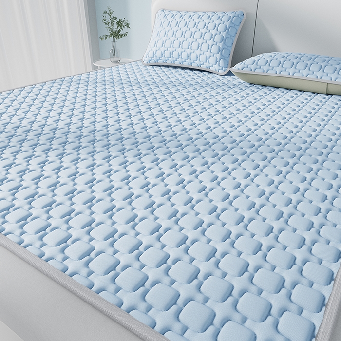 91家纺网 家纺一手货源 找家纺 世纪绒品 2026新款A类凉感小冰川冰丝乳胶凉席床笠加厚12mm 天空蓝-床席款