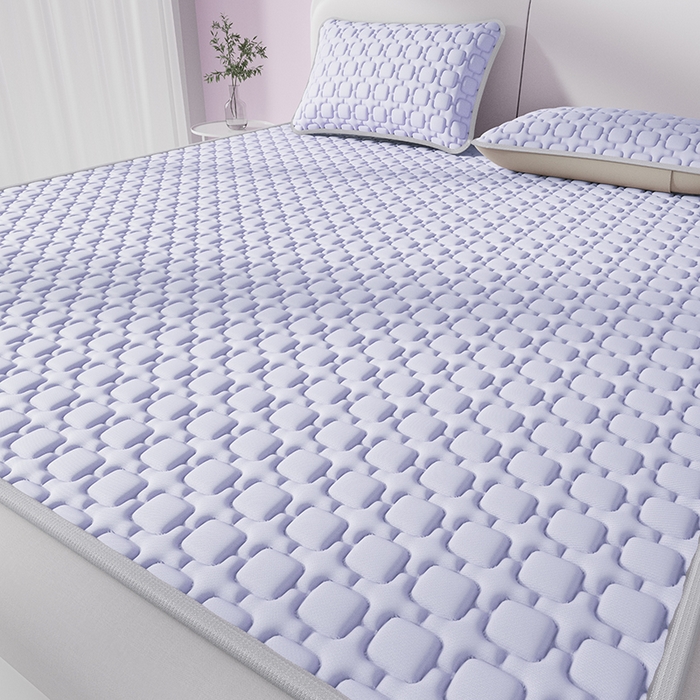 91家纺网 家纺一手货源 找家纺 世纪绒品 2026新款A类凉感小冰川冰丝乳胶凉席床笠加厚12mm 冰晶紫-床席款