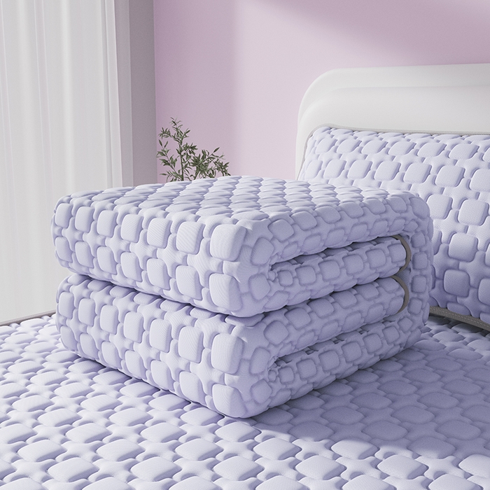 91家纺网 家纺一手货源 找家纺 世纪绒品 2026新款A类凉感小冰川冰丝乳胶凉席床笠加厚12mm 冰晶紫-床席款